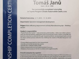 Toyota project certificate