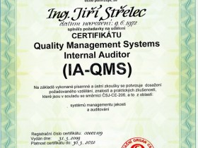 Internal quality auditor certificate