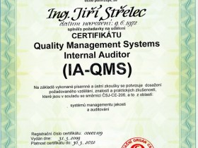 Internal quality auditor certificate